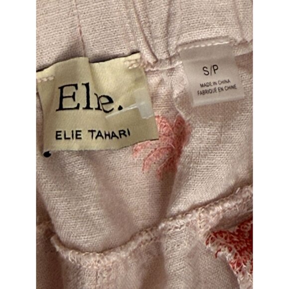 Elie Tahari Womens Pink Palm Tree Embroidered Linen Blend Shorts Small - Picture 5 of 9